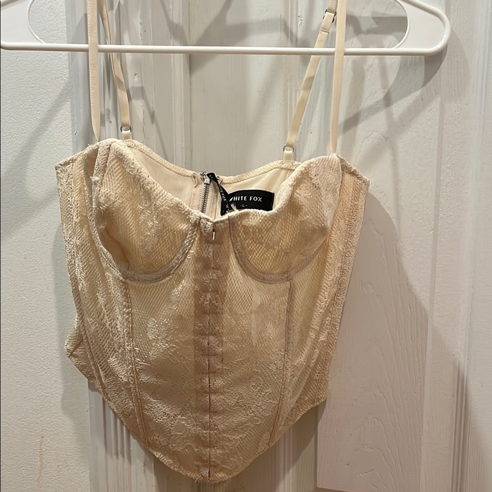 White Fox Boutique Cream Structured Bra Top